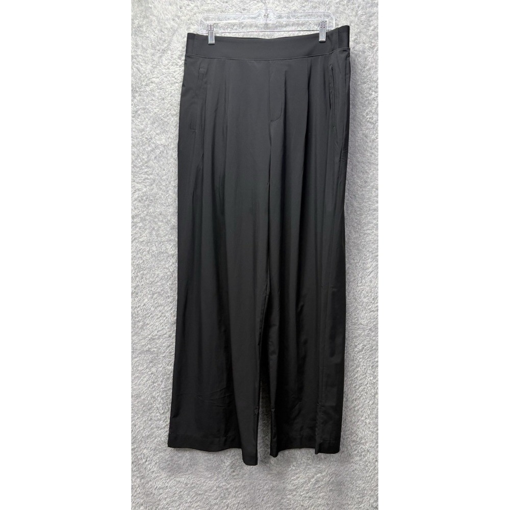 Athleta Womens 14 Tall Black Wide Leg Pants Stretch Pull On Travel Casual